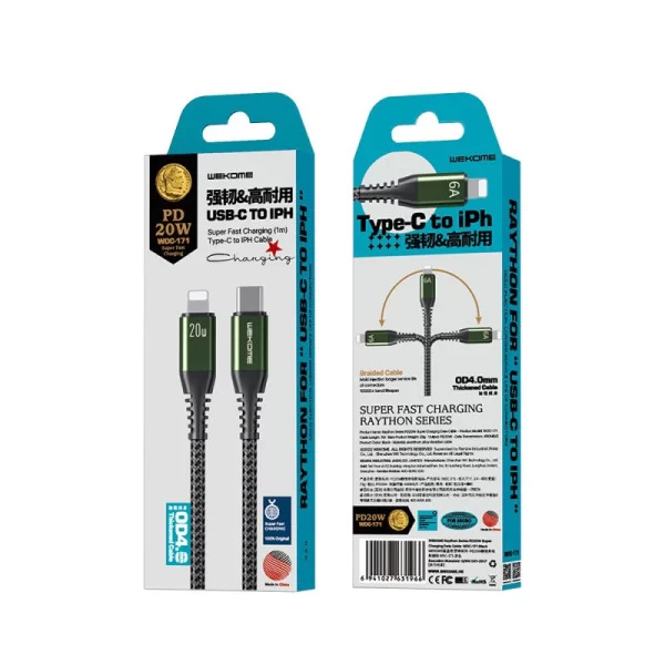 Кабель Wekome WDC-171 Fast Charging Cable PD 20W Type C to Lithning [Silver]